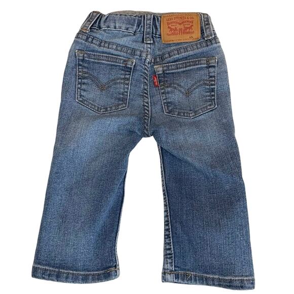 Levi's 514 Straight Distressed Jeans Boy/Girl 6-9M Blue Denim Sweatpant Waist - Picture 1 of 8
